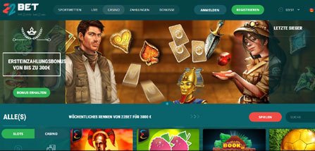 22Bet Casino Homepage