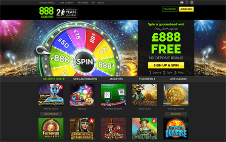 888 Casino Homepage