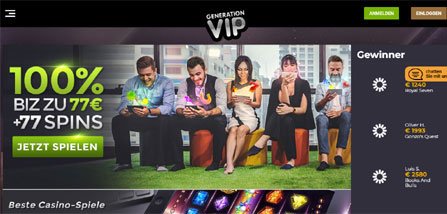 GenerationVIP Casino Homepage