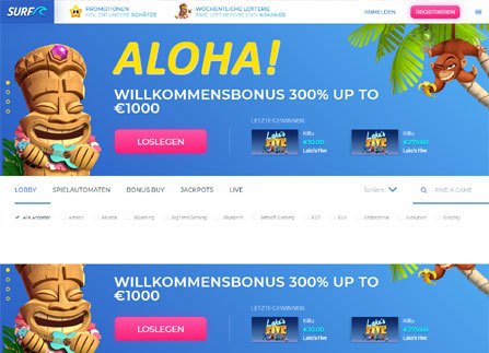 Surf Casino Homepage