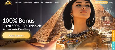 Temple Nile Casino Homepage