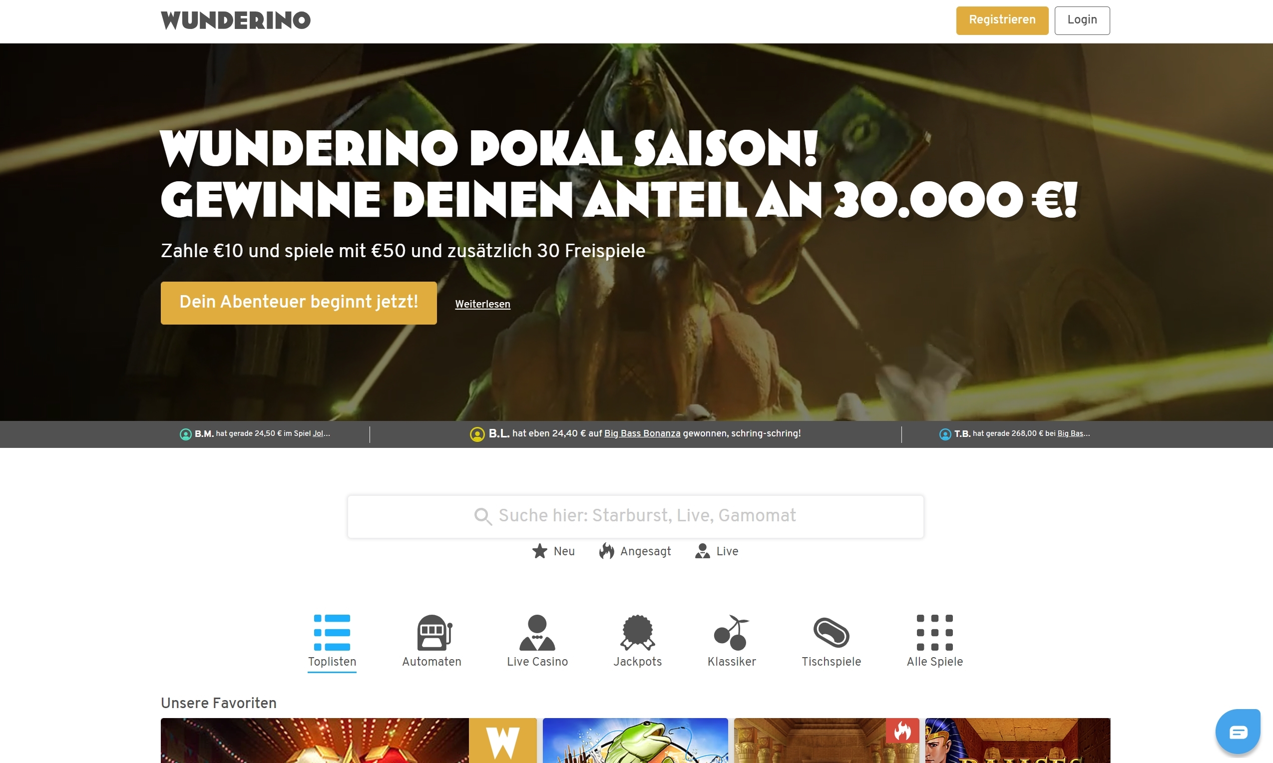 Wunderino Homepage