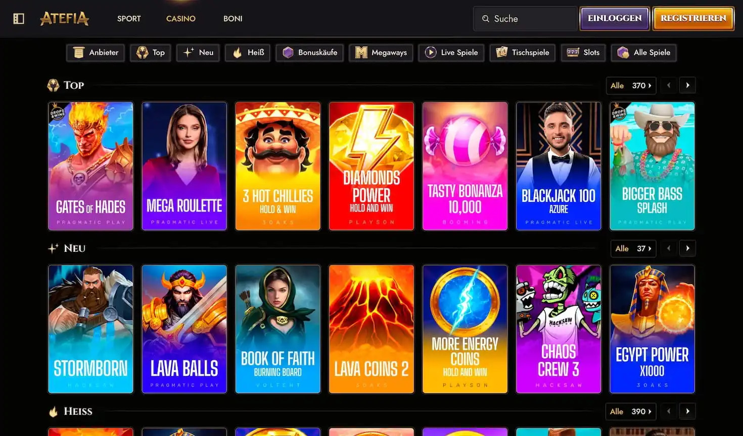 Spielautomaten im Atefia Casino