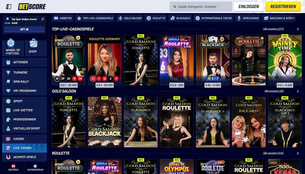 640+ Live Casino Spiele mit echten Dealern