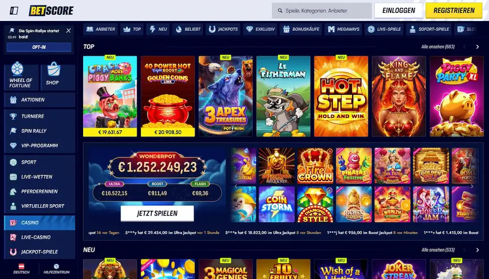 Das Spielangebot im BetScore Casino im Detail