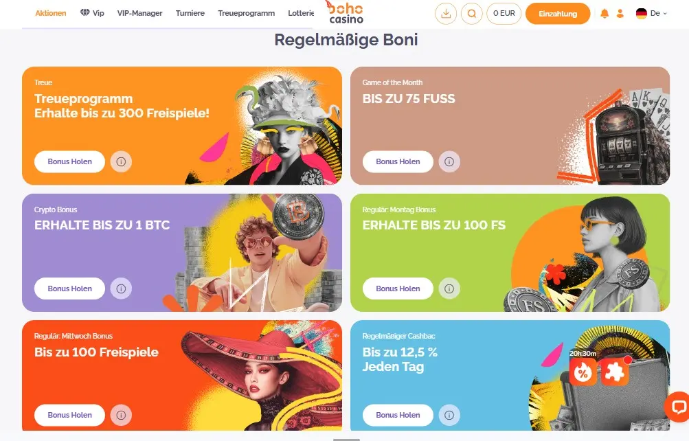 Bonusaktionen und Turniere im Boho Casino