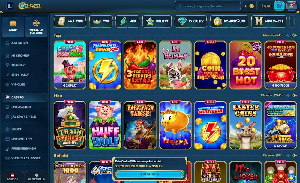 Spielautomaten im Casea Casino