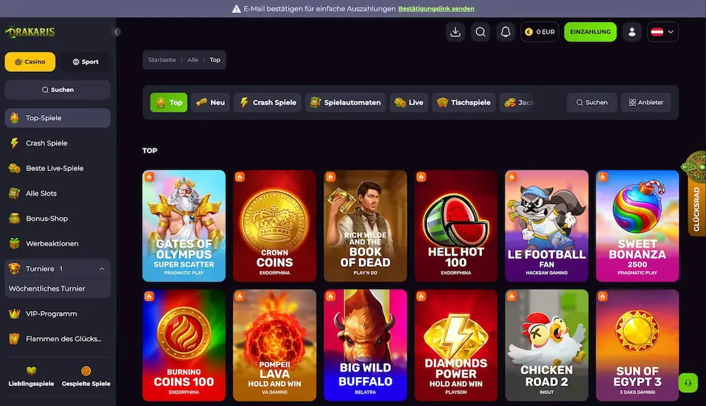 Spielautomaten im Drakaris Casino
