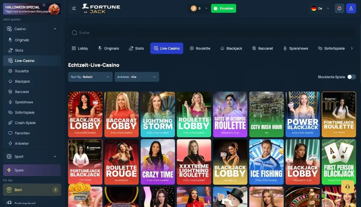 Das Live Casino im FortuneJack Casino