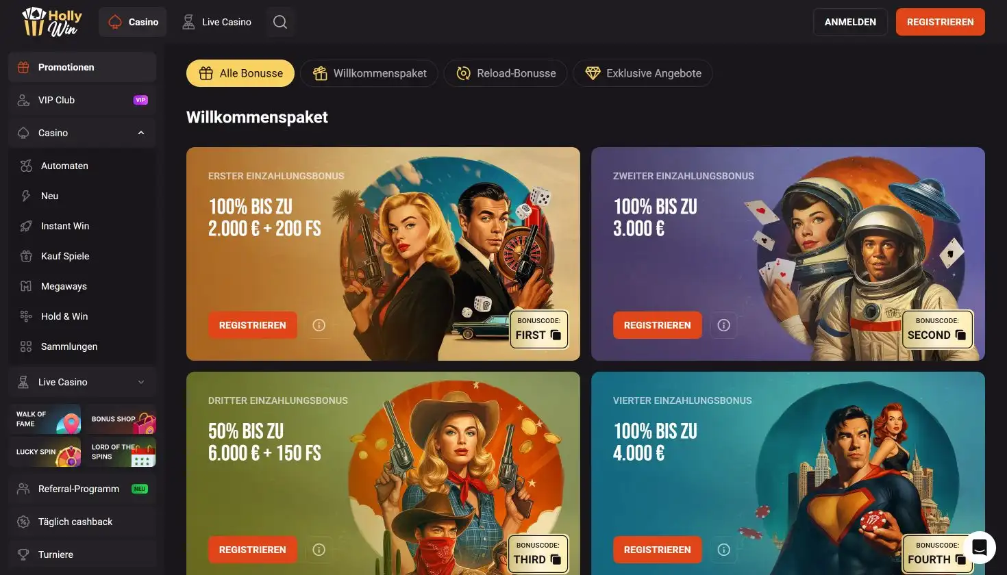HollyWin Casino Willkommensangebot