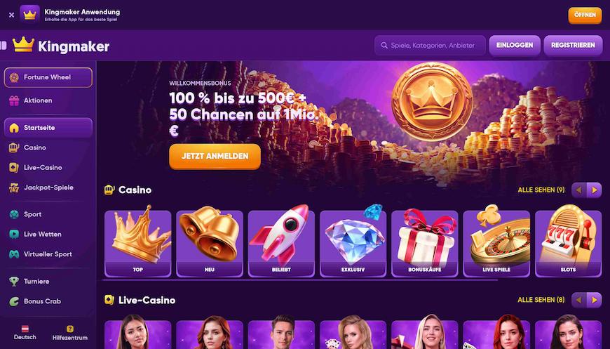 Das Spielangebot im Kingmaker Casino