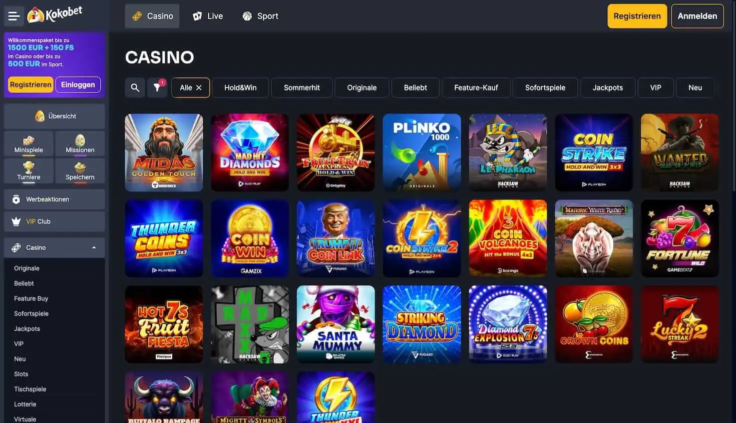 Spielautomaten im Kokobet Casino