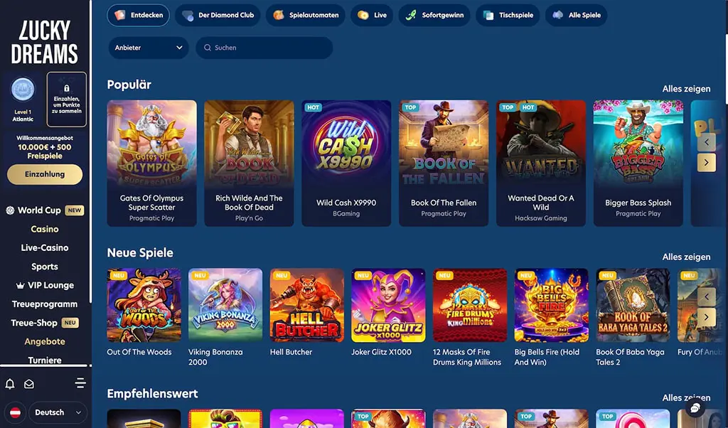 Spielautomaten im Lucky Dreams Casino