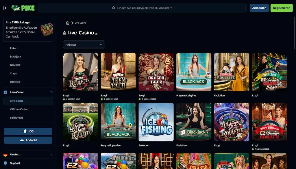 Live Casino bei Pike