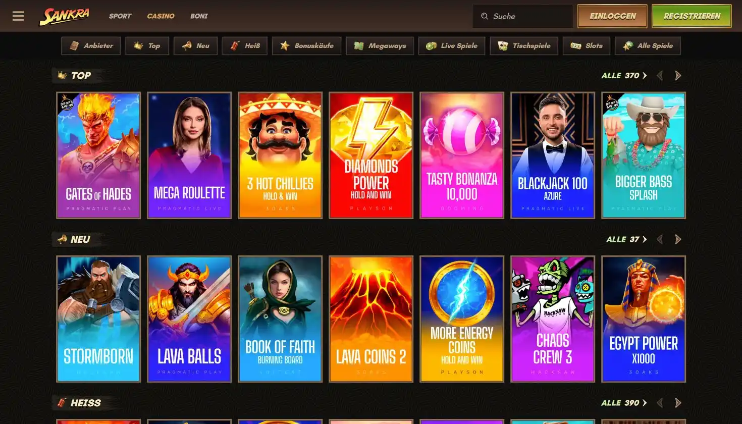 Spielautomaten im Sankra Casino