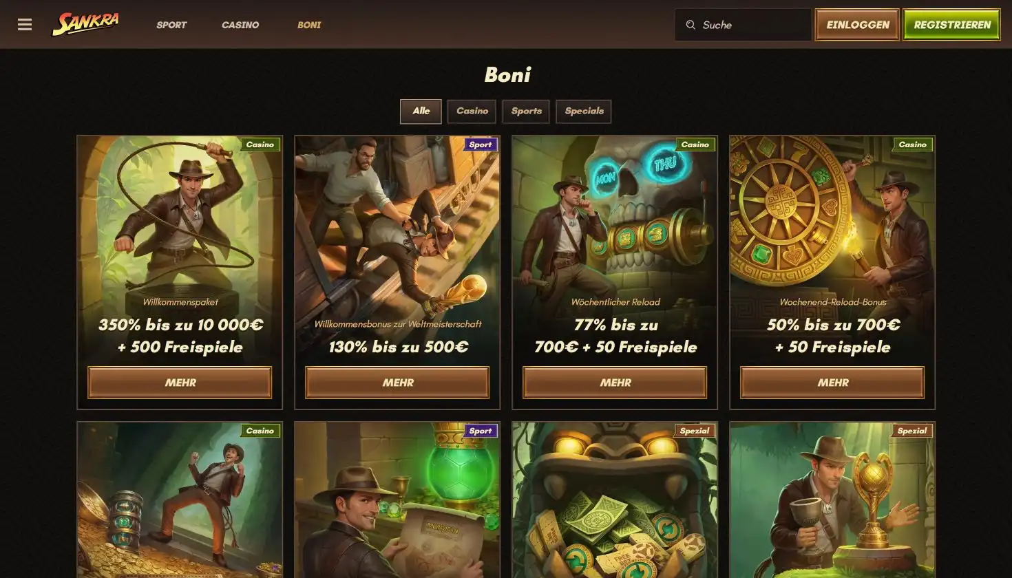 Der Sankra Casino Bonus &uuml;ber vier Einzahlungen