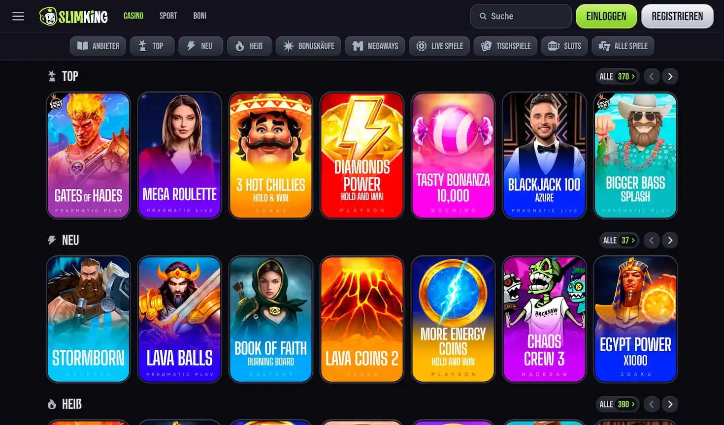 Spielautomaten im Slim King Casino