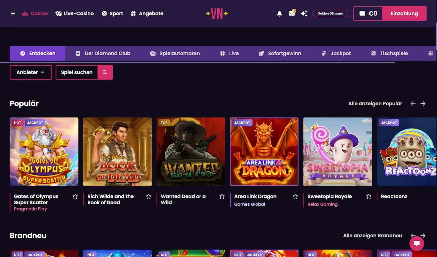 Spielautomaten im VegasNow Casino