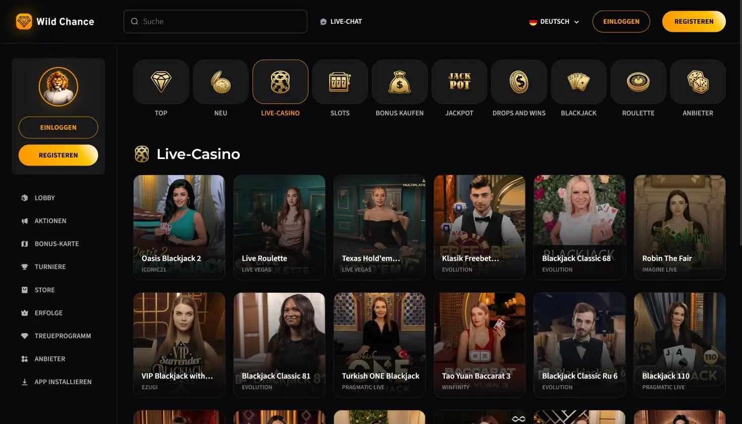 Live Casino mit 1.870 Tischen