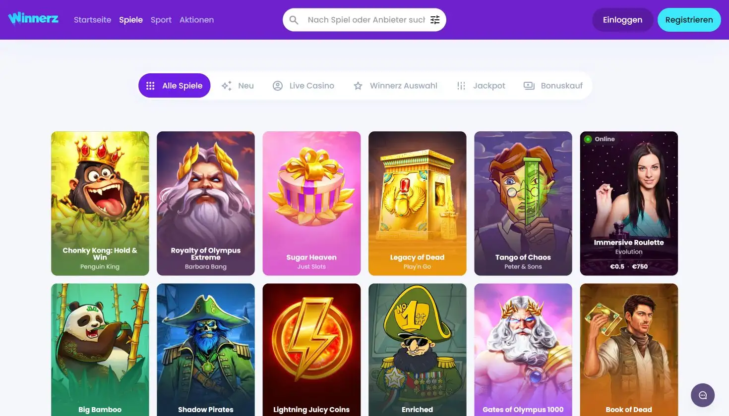 Winnerz Casino Spielangebot
